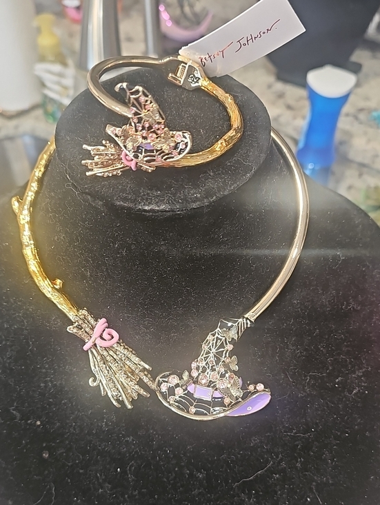 Betsey Johnson Jewelry - Betsey Johnson Collar Necklace With Matching Bracelet - Witch Hat & Broom